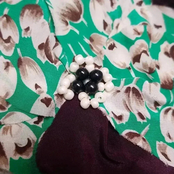 {Anthropologie} Moulinette Soeurs Green Silk Undercurrent Tulip Print Dress - Picture 14 of 14